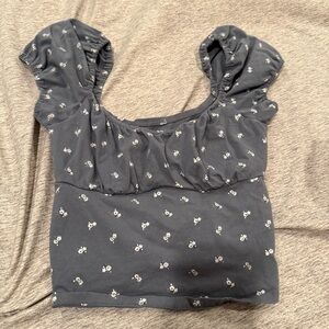 Hollister Blue Puff Sleeve Crop Top (SIZE S)
